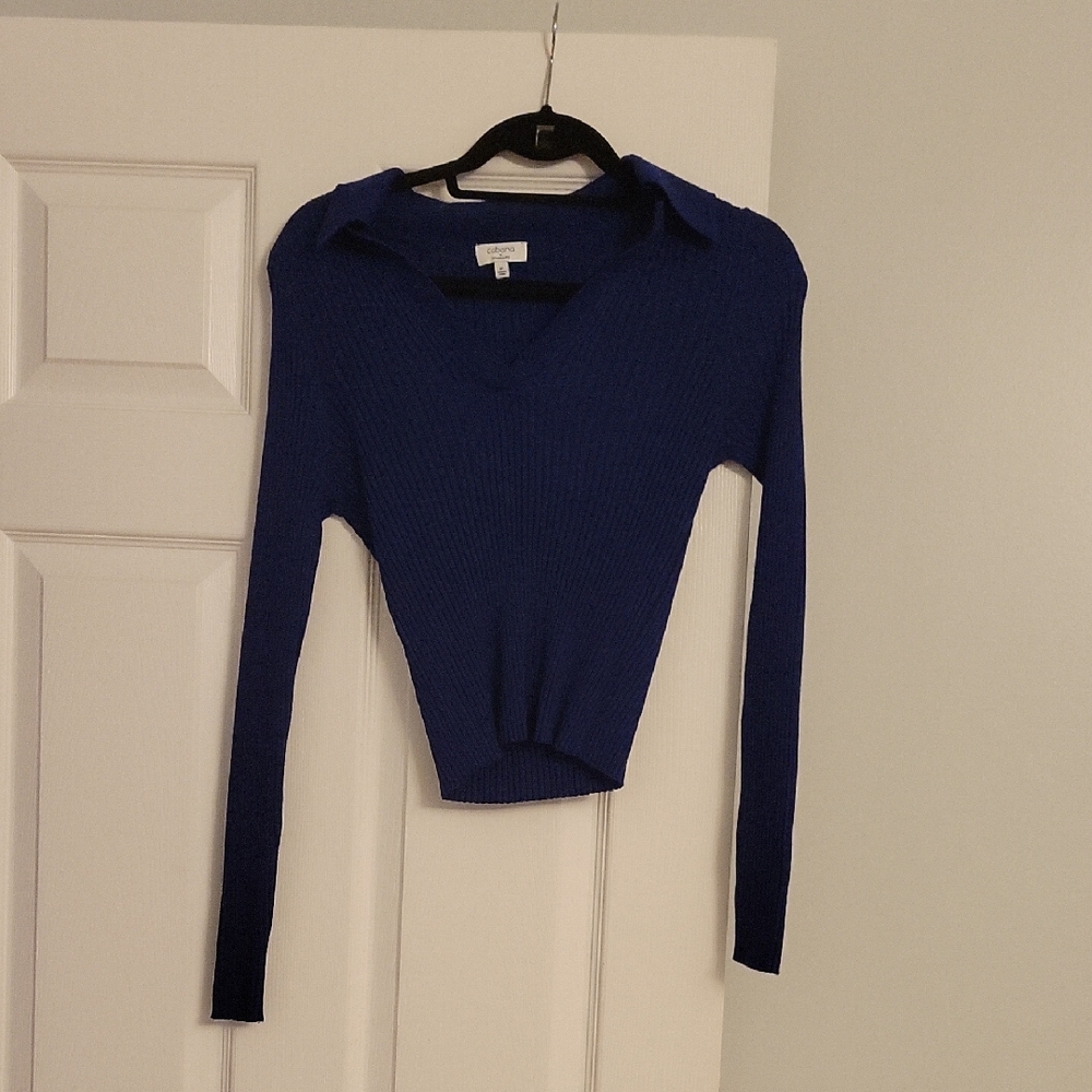 Navy Blue Crown and Ivy V-Neck Women's Sweater
